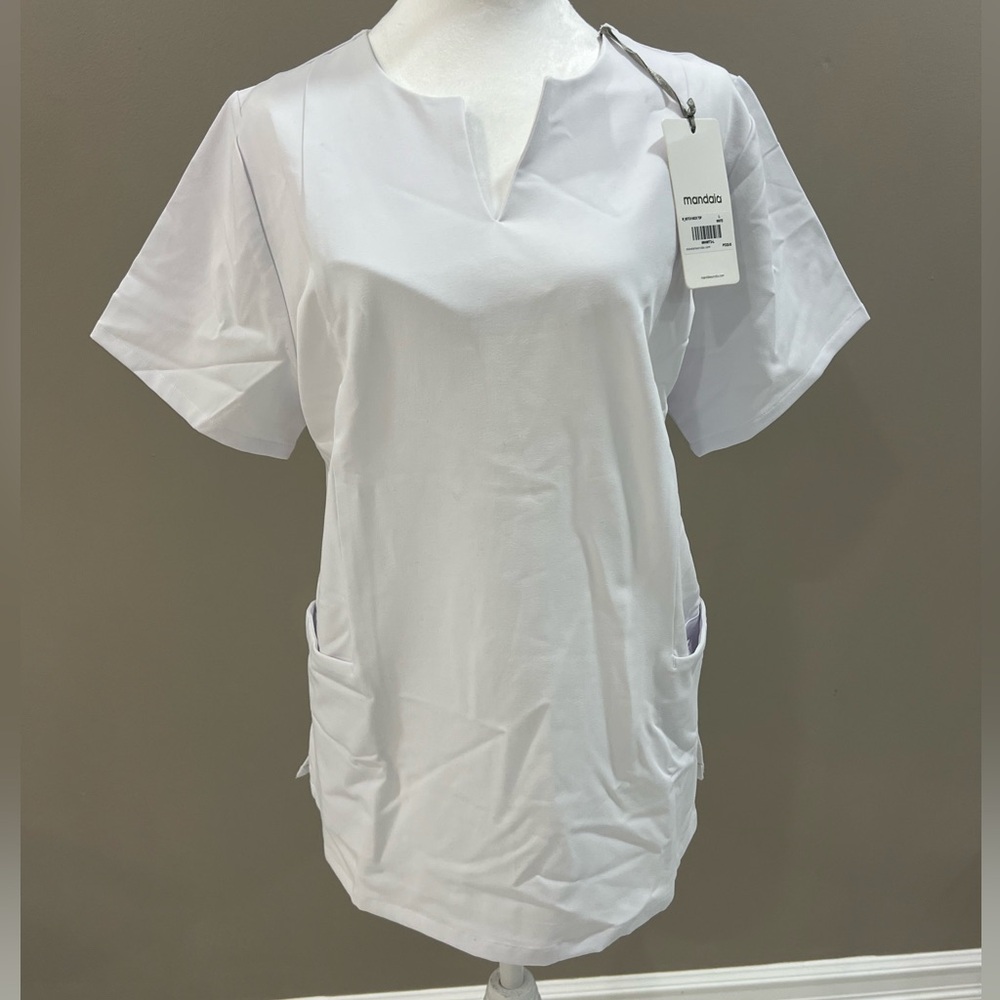 NWT White Mandala Scrub Tops (x2)